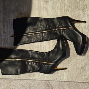 Black and Gold Leather Boots